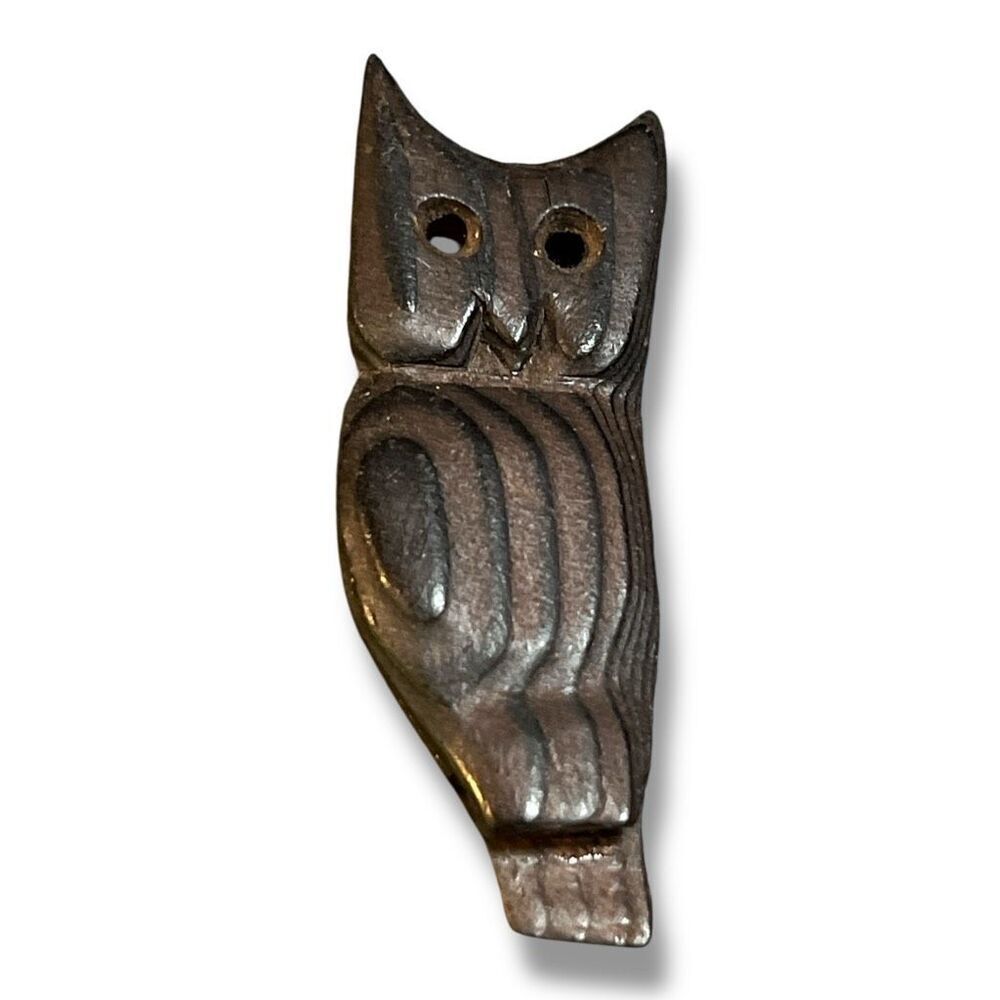 Hand Crafted Wooden Owl Brooch